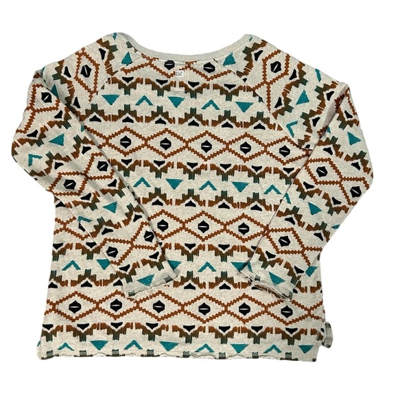 Billabong Aztec design crewneck sweatshirt with raw hemline/cuffs XL - Picture 5 of 9